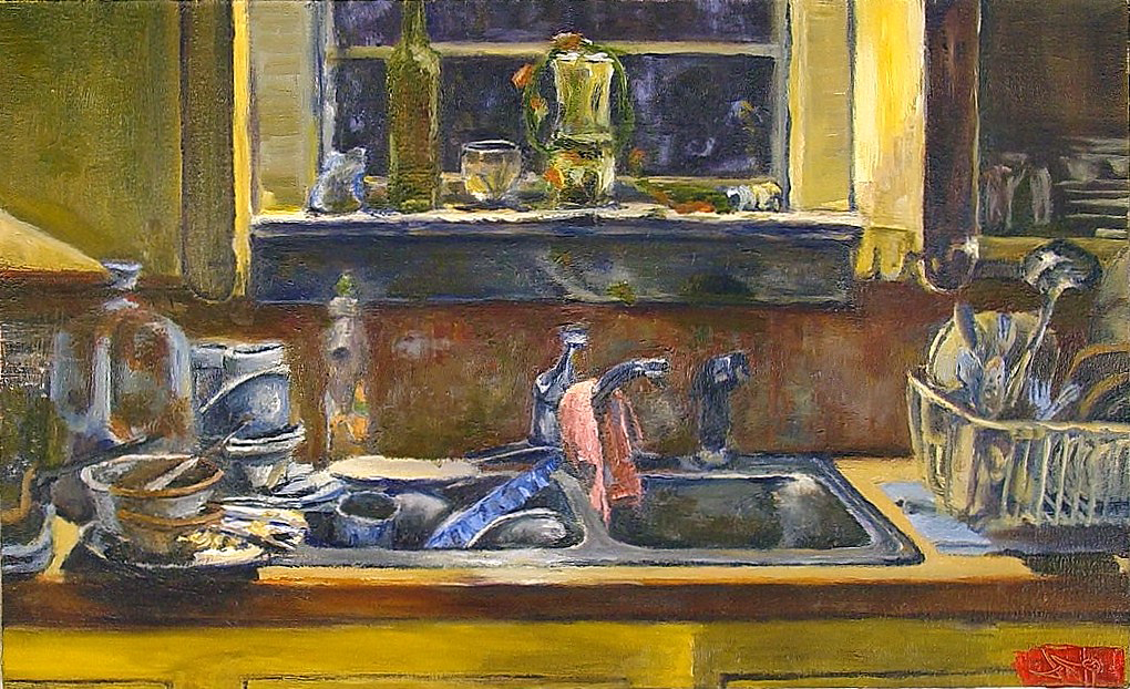 Dishes- oil on canvas