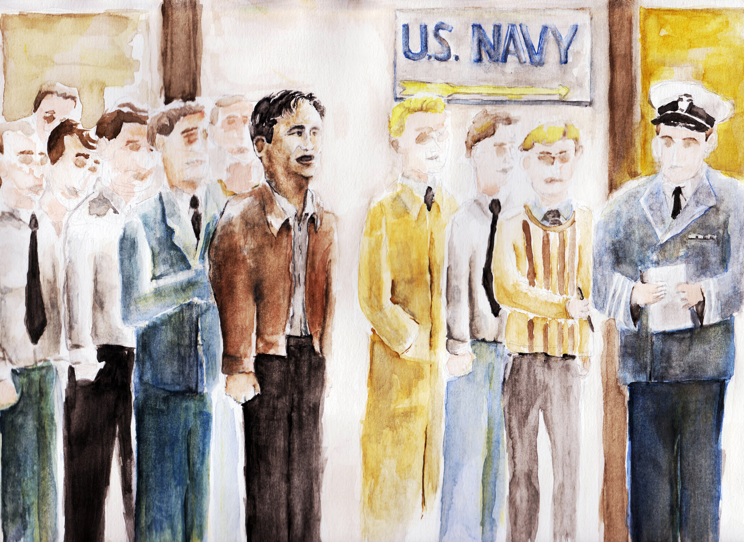 Enlisting-Bertram Bobb Documentry- watercolor and watercolor pencil on paper