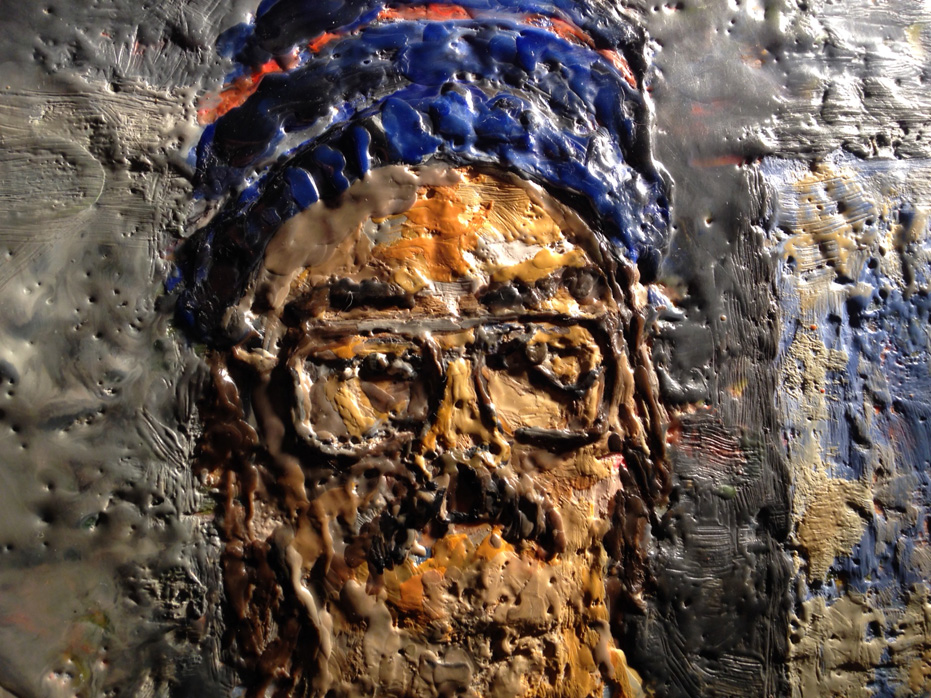 Encaustic Self Portrait #1- encaustic on wood